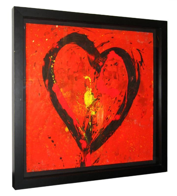 Jamali Painting with Heart Shape Motif in Pigment-on-Cork Medium