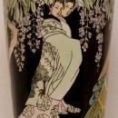 T&V Limoges Japanese Style French Art Nouveau Porcelain Vase by F.E. Mills