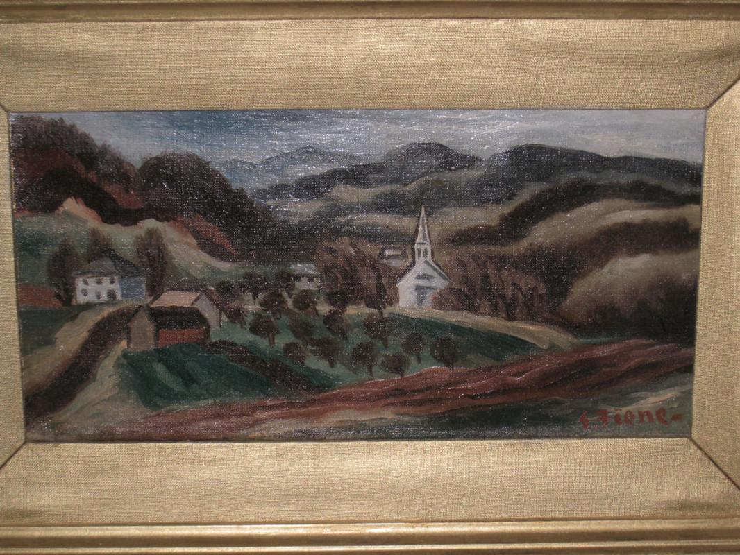 Ernest Fiene (1894-1965) American Ashcan School Landscape Oil Painting