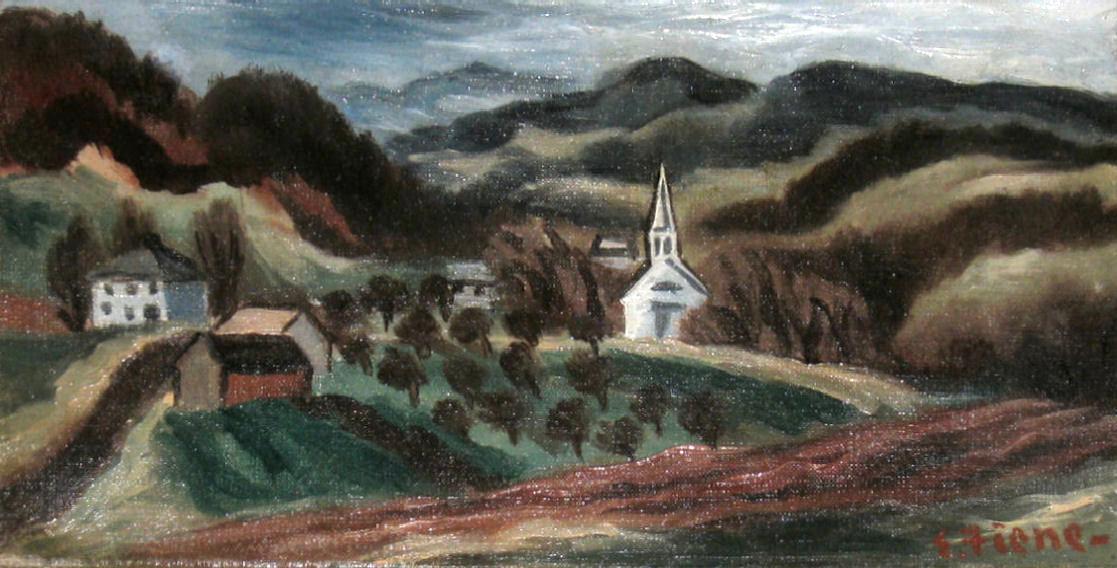 Ernest Fiene (1894-1965) American Ashcan School Landscape Oil Painting