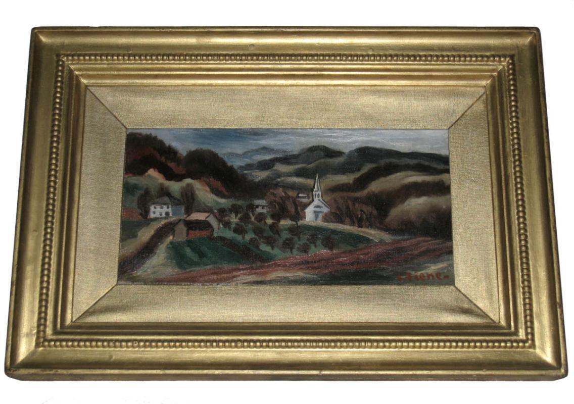 Ernest Fiene (1894-1965) American Ashcan School Landscape Oil Painting