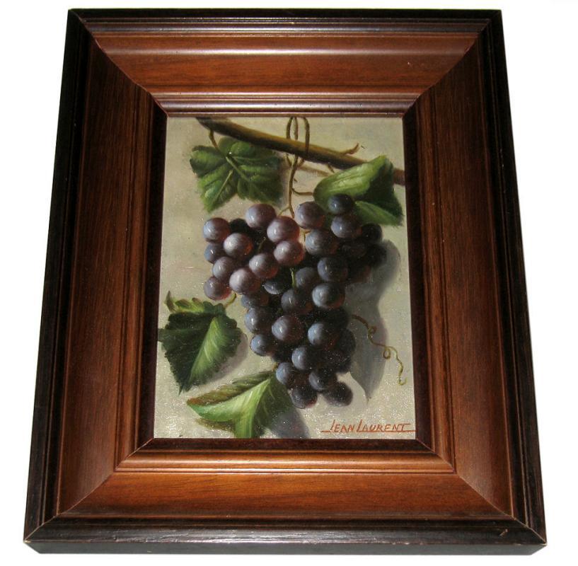 Jean Laurent (1898-1988) French Grape Still Life Oil on Panel
