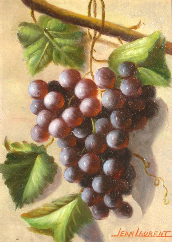 Jean Laurent (1898-1988) French Grape Still Life Oil on Panel