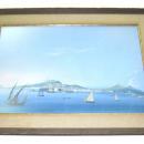Pair Antique Neopolitan School Gouache Watercolor Paintings of Naples Harbor