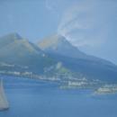 Pair Antique Neopolitan School Gouache Watercolor Paintings of Naples Harbor