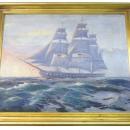 Vadim Morosoff Russian American Seascape Sailing War Ship Oil Painting