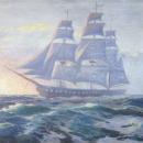 Vadim Morosoff Russian American Seascape Sailing War Ship Oil Painting