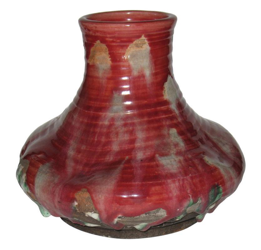 Awaji Japanese Ceramic Pot Vase with Stalacite Glaze c1930