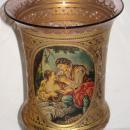 Pair Antique Venetian Neoclassical Parcel Gilt Glass Vases Goblets