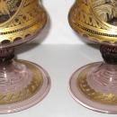 Pair Antique Venetian Neoclassical Parcel Gilt Glass Vases Goblets