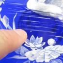Antique Enameled Cobalt Blue Glass Tazza with Swan