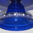 Antique Enameled Cobalt Blue Glass Tazza with Swan