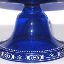 Antique Enameled Cobalt Blue Glass Tazza with Swan