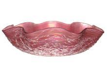 Antique Loetz Chine Décor Salmon Red Centerpiece Bowl