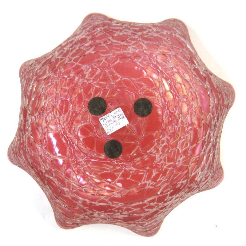 Antique Loetz Chine Décor Salmon Red Centerpiece Bowl