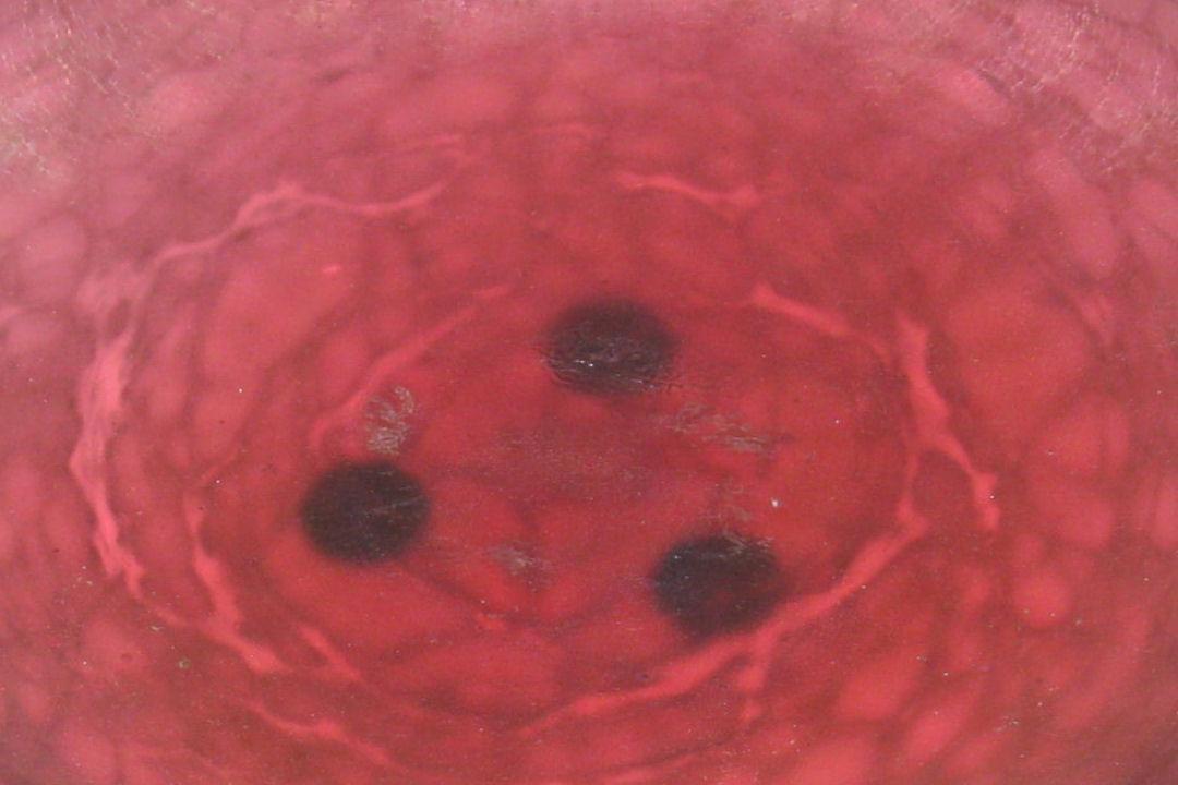 Antique Loetz Chine Décor Salmon Red Centerpiece Bowl