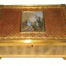 Antique European Gilt Metal Jewelry Box Casket with Miniature Painting