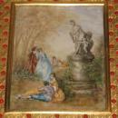 Antique European Gilt Metal Jewelry Box Casket with Miniature Painting