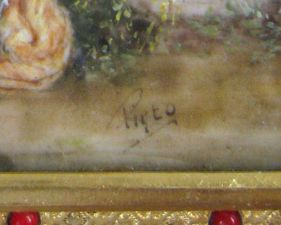 Antique European Gilt Metal Jewelry Box Casket with Miniature Painting