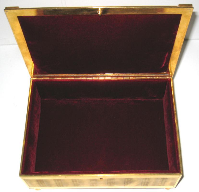 Antique European Gilt Metal Jewelry Box Casket with Miniature Painting