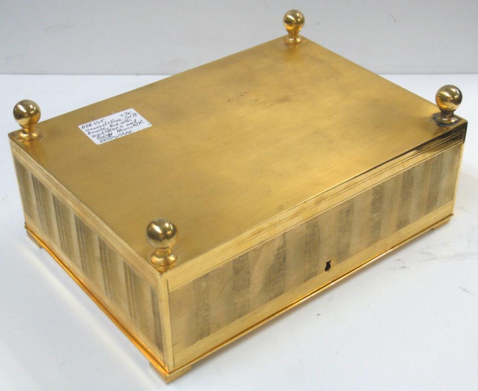 Antique European Gilt Metal Jewelry Box Casket with Miniature Painting