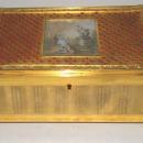 Antique European Gilt Metal Jewelry Box Casket with Miniature Painting
