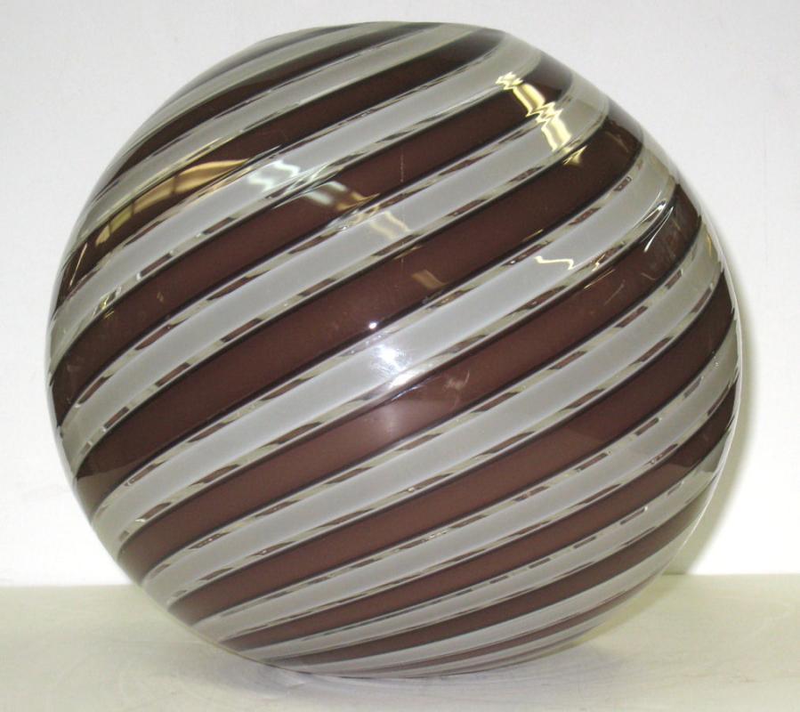 Venini Murano Italian Bulbous Glass Vase with Swirling Canes