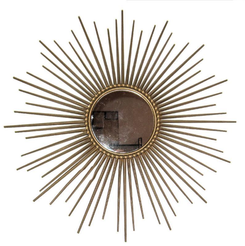 Vintage French Mid-Century Modern Brass Starburt Mirror by Chaty Villauris