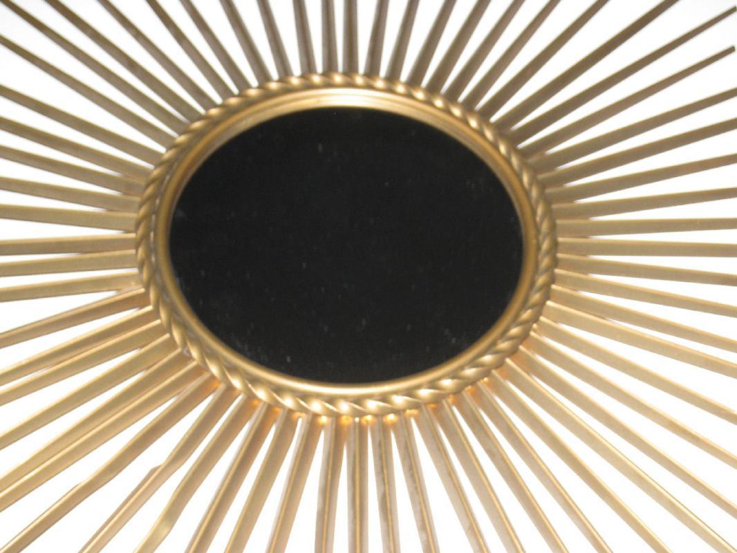 Vintage French Mid-Century Modern Brass Starburt Mirror by Chaty Villauris