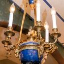 Antique Blue Enameled and Gilt Bronze Georgian Louis XVI Style Chandelier