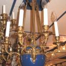 Antique Blue Enameled and Gilt Bronze Georgian Louis XVI Style Chandelier