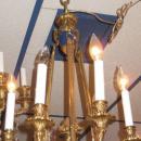 Antique Blue Enameled and Gilt Bronze Georgian Louis XVI Style Chandelier