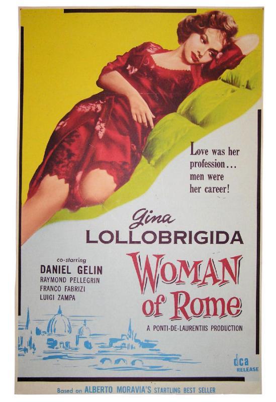 1956 WOMAN OF ROME Starring Italian Gina Lollobrigida 1 Sheet Movie Film Poster Board