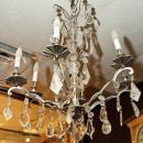 Pair Mid-Century Nickel Plated Metal & Glass Chandeliers