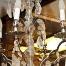 Pair Mid-Century Nickel Plated Metal & Glass Chandeliers