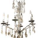 Pair Mid-Century Nickel Plated Metal & Glass Chandeliers