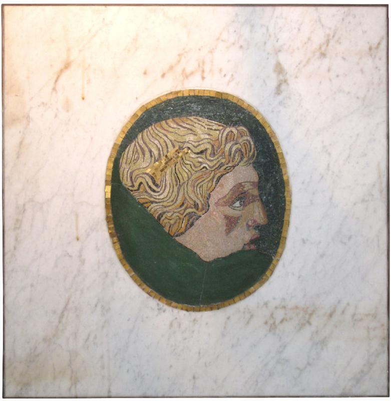 Framed Antique Roman Stone Mosaic Portrait