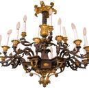 Antique Gilt and Patinated Bronze Empire Style Chandelier