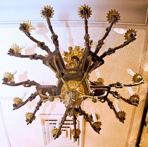 Antique Gilt and Patinated Bronze Empire Style Chandelier