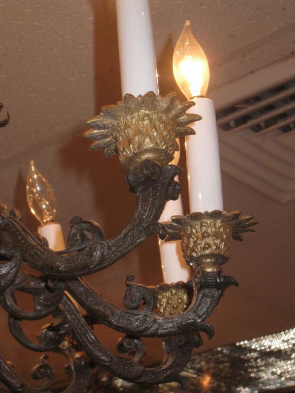Antique Gilt and Patinated Bronze Empire Style Chandelier