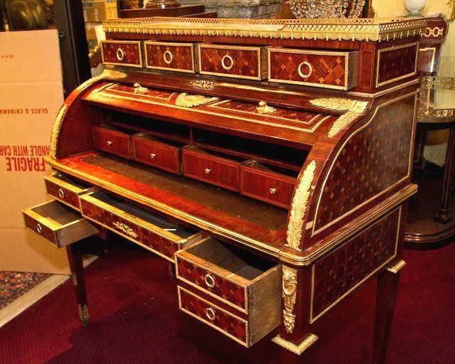 Antique French Louis XVI Style Bureau a Cylindre Cylinder Rolltop Desk