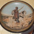 Orientalist Terra Cotta Ceramic Charger Plaque by Johann Maresch Depicting Arab on Horseback
