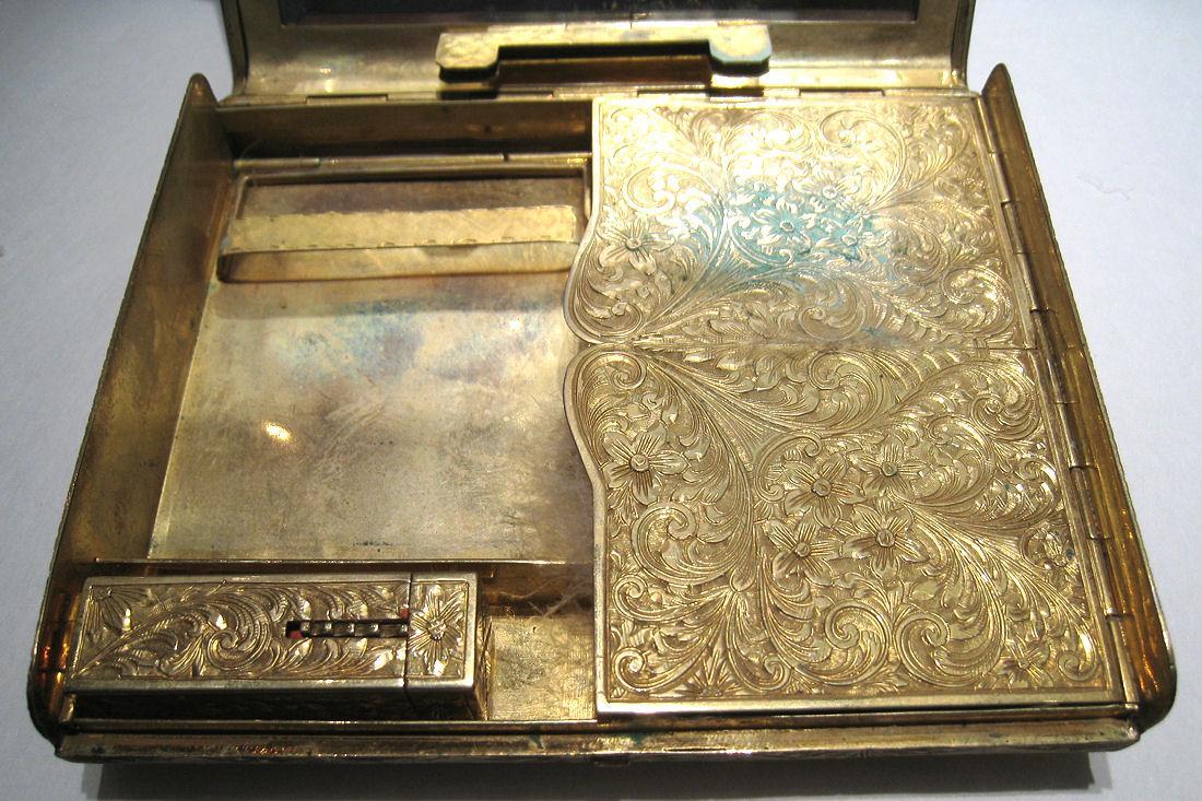 Antique French Enameled Silver Clutch Compact