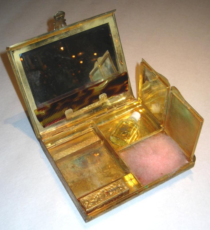 Antique French Enameled Silver Clutch Compact
