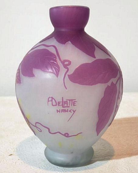 Andre Delatte Nancy French Violet Cameo Glass Vase