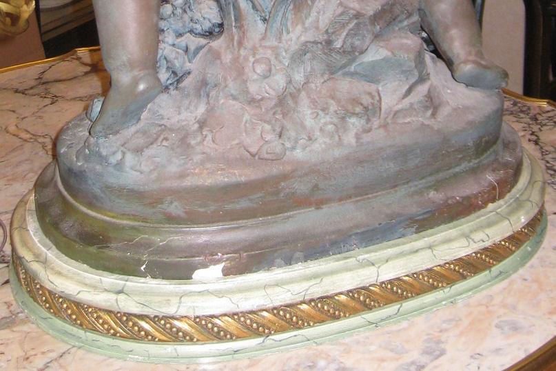Neoclassical Allegorical Patinated Gesso Cherubs Group Sculpture