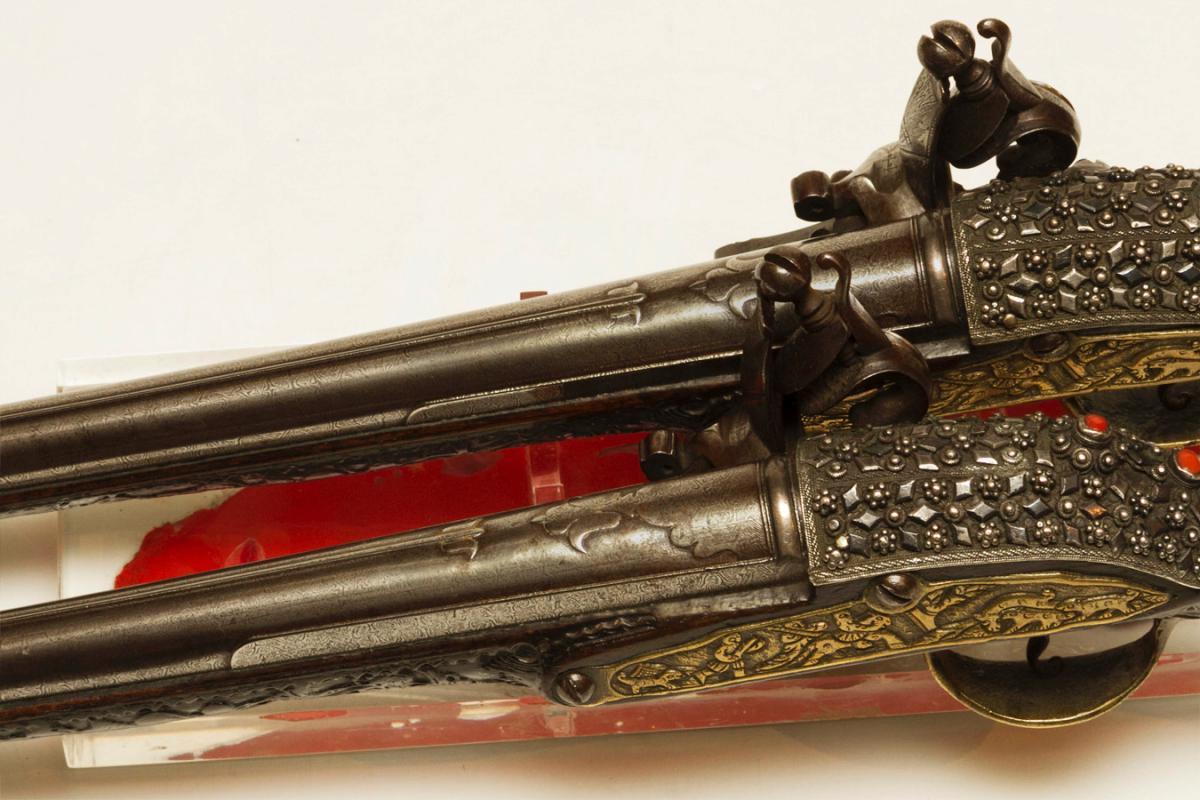 Pair Antique Indo-Persian or Turkish Ottoman Jewelled Pistols
