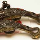 Pair Antique Indo-Persian or Turkish Ottoman Jewelled Pistols