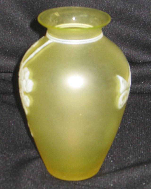 Antique Thomas Webb & Sons Yellow Floral Cameo Glass Vase