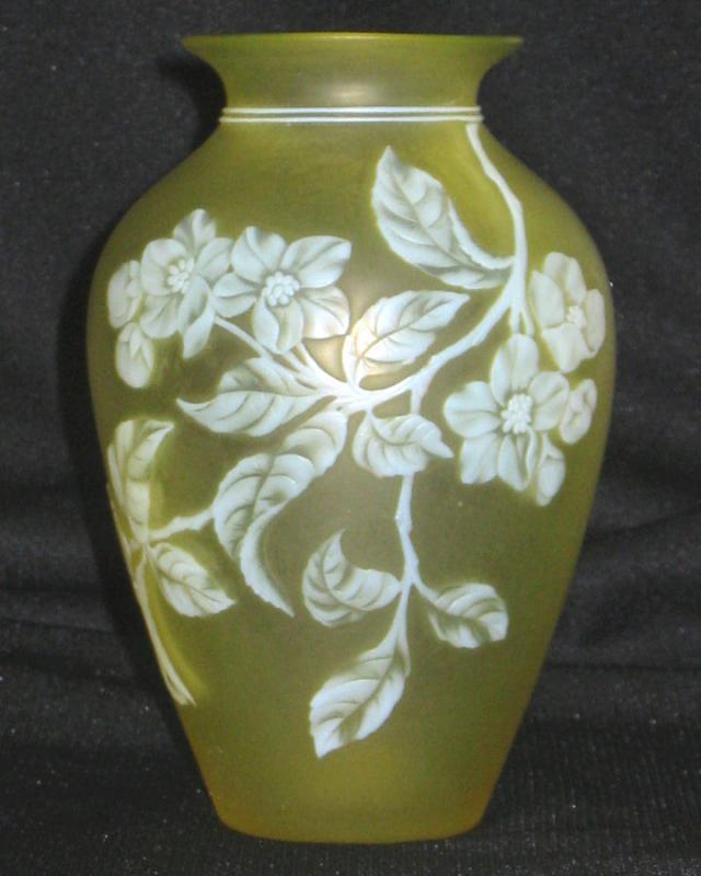 Antique Thomas Webb & Sons Yellow Floral Cameo Glass Vase